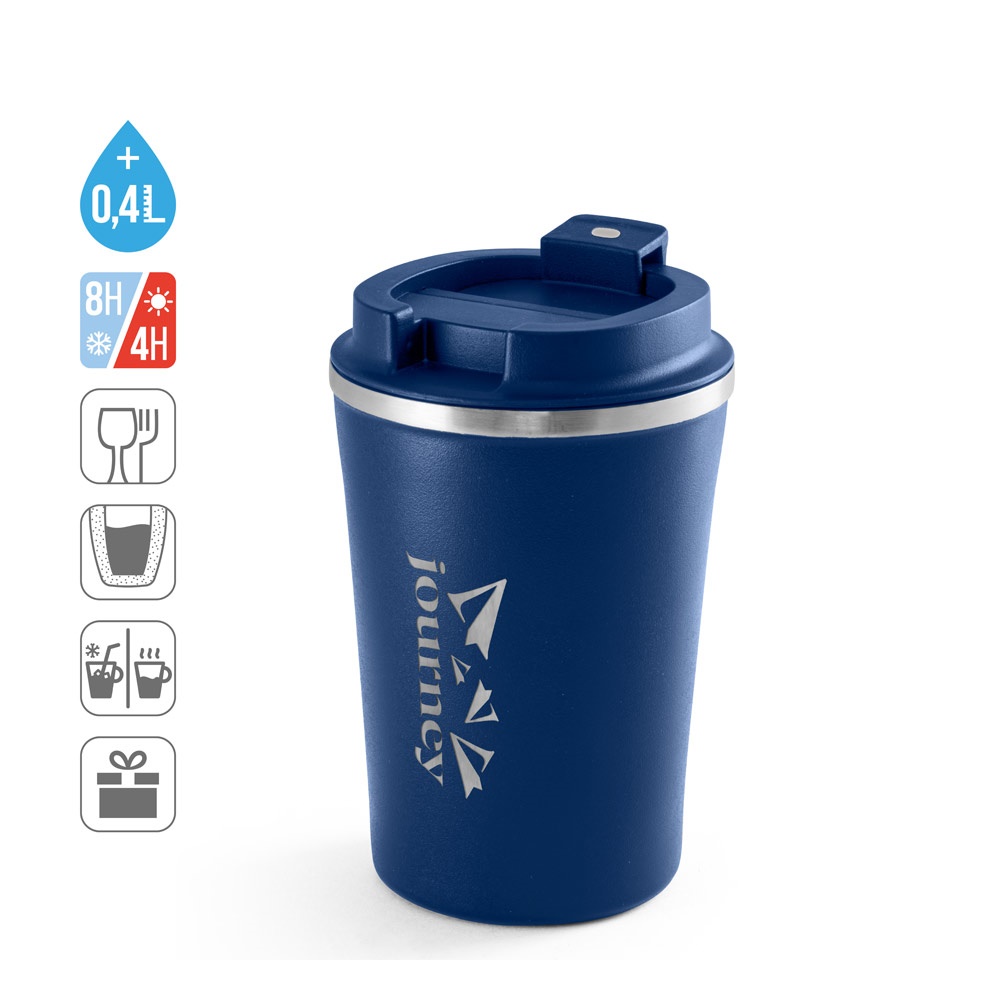 PHELPS. Bicchiere da viaggio in acciaio inox e PP 470ml