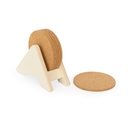 PLYCORK. Supporto in compensato con 6 sottobicchieri in sughero