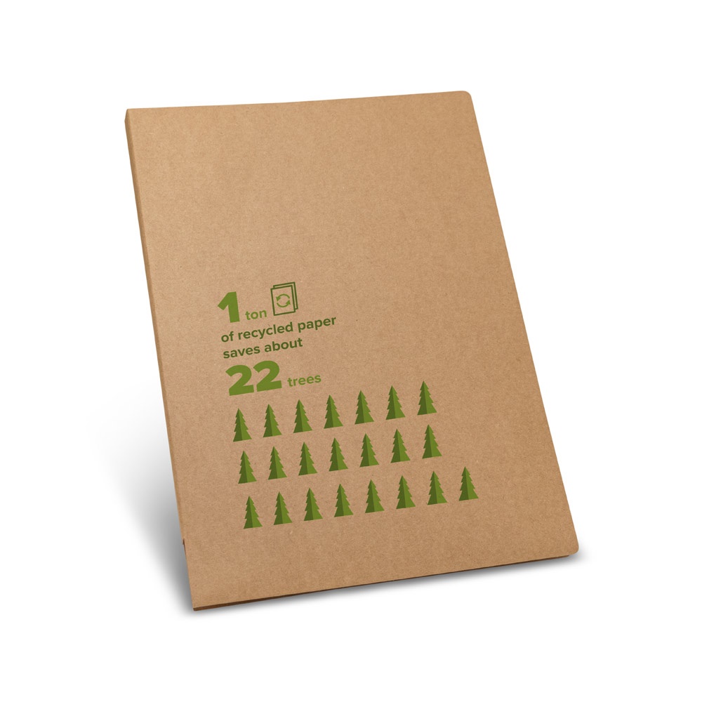 POE. Cartella porta documenti A4 in carta riciclata al 100% (450 g/m²)