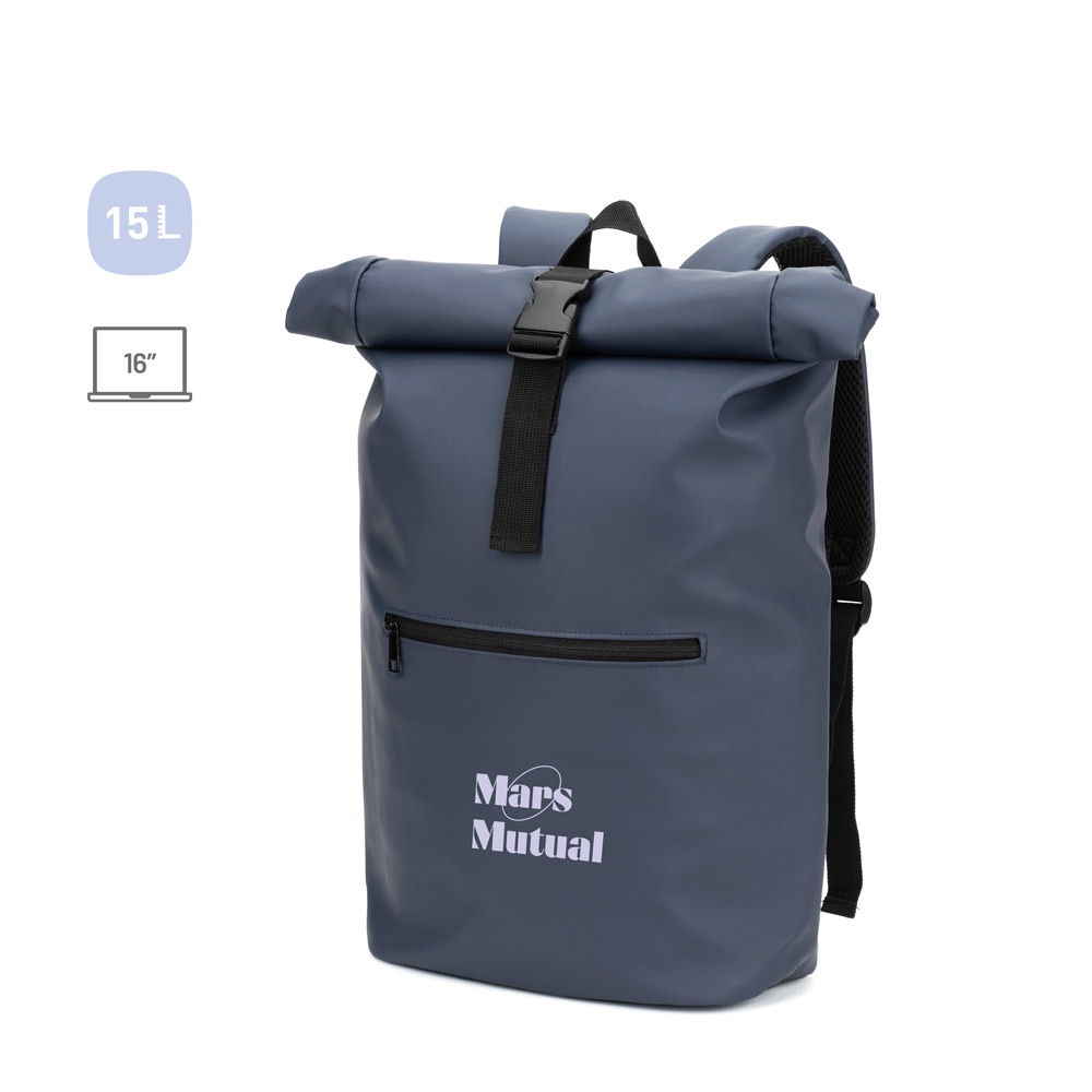 PORTLAND. Zaino “roll top” in PU con tasca per laptop da 16"