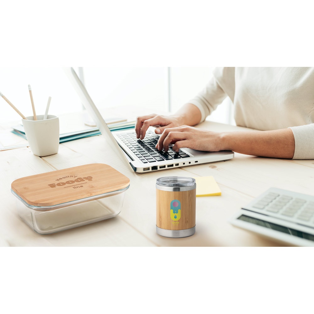 PORTOBELLO. Porta pranzo. Contenitore ermetico in vetro borosilicato e coperchio in bambù 1000 mL