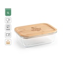 PORTOBELLO. Porta pranzo. Contenitore ermetico in vetro borosilicato e coperchio in bambù 1000 mL