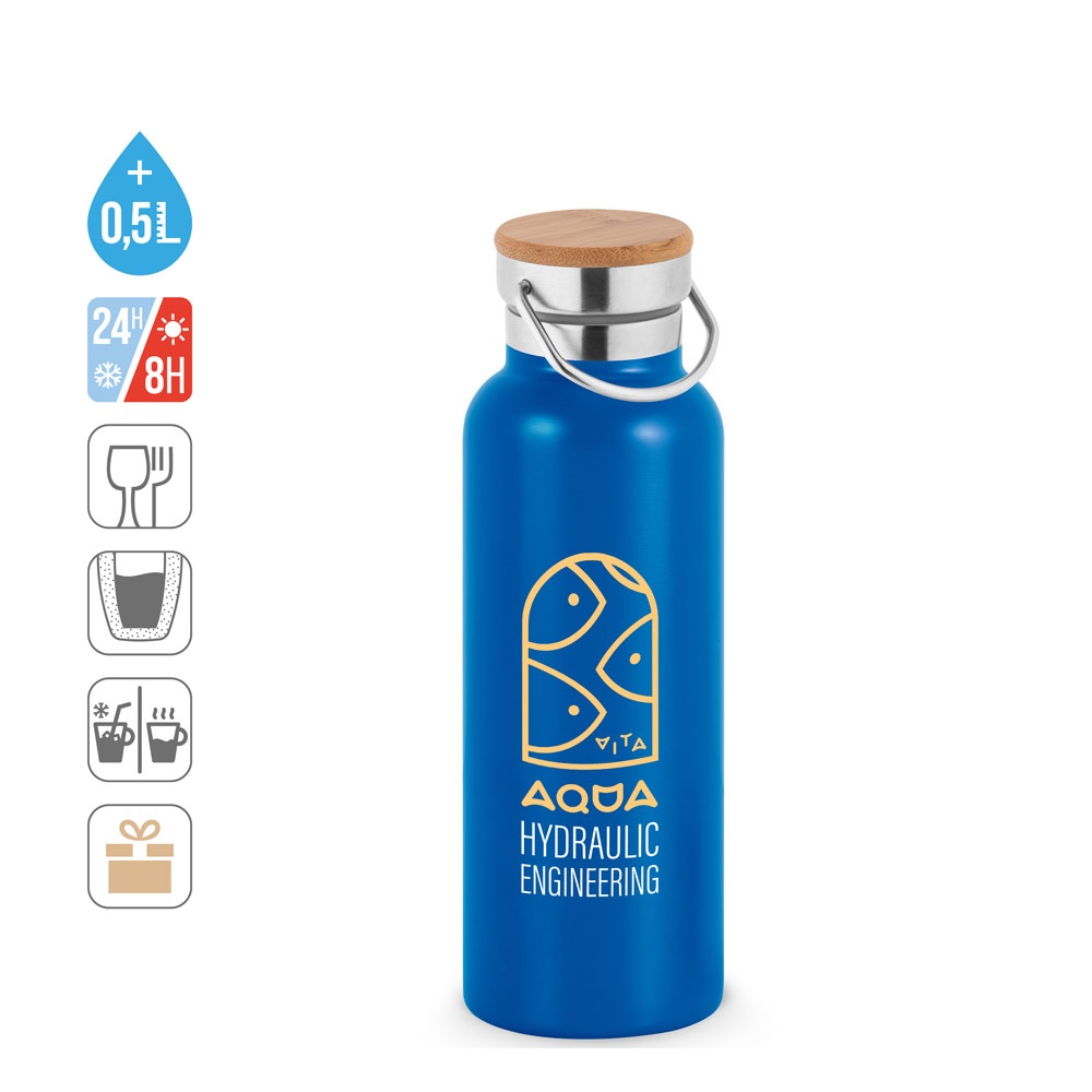 RAGNAR. Borraccia in acciaio inox (riciclata al 36%) a doppia parete termica, isolata sottovuoto 570 mL