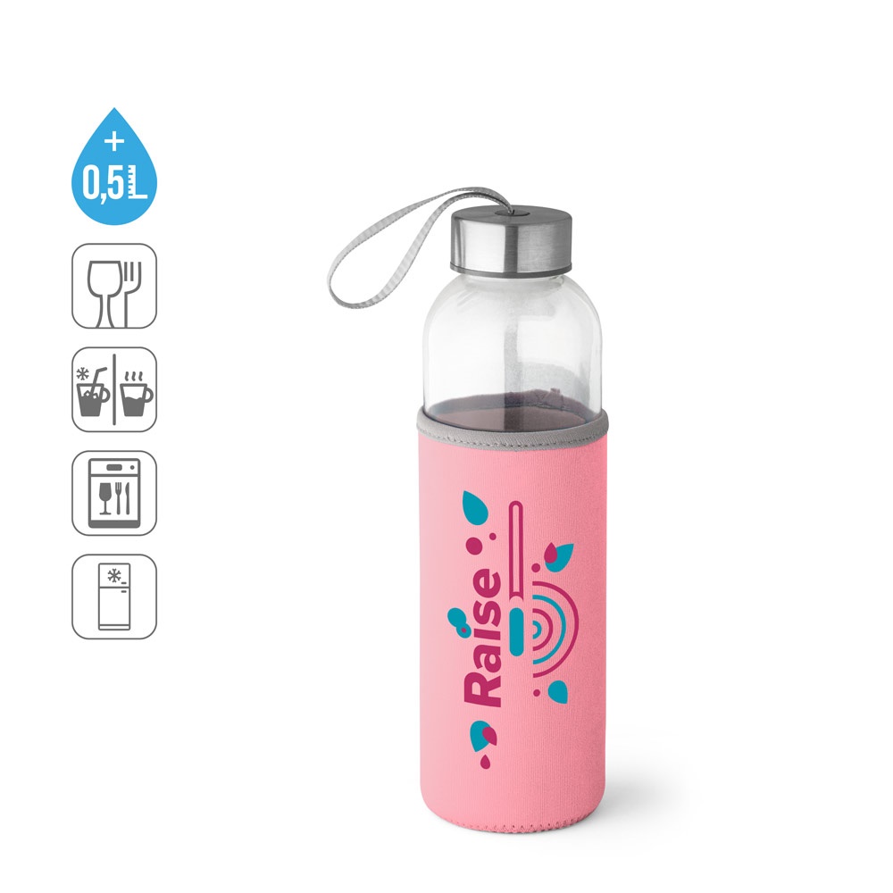 RAISE. Borraccia sportiva in vetro e acciaio inossidabile 520 mL