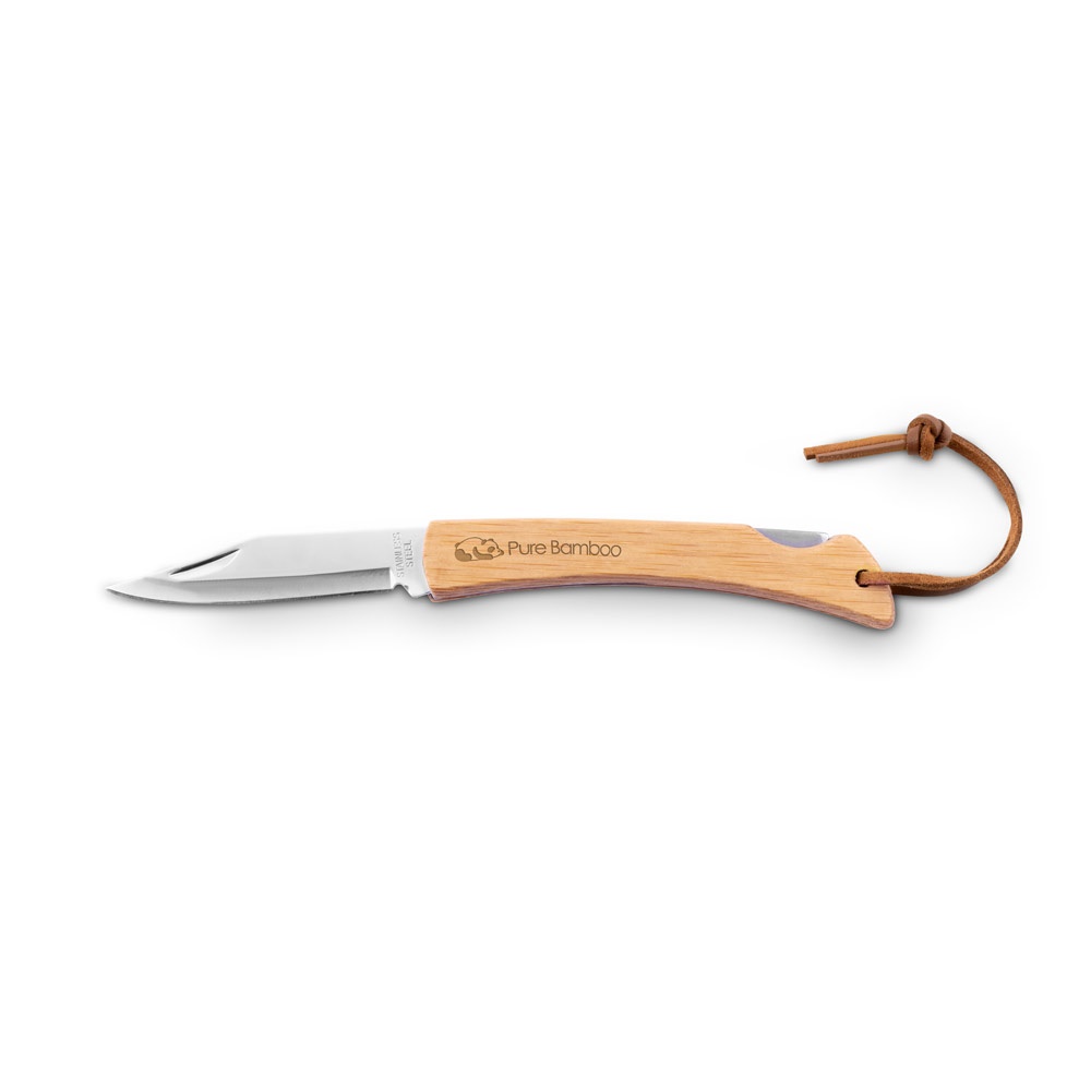 RANGER. Coltello con lama in acciaio inox e manico in bambù