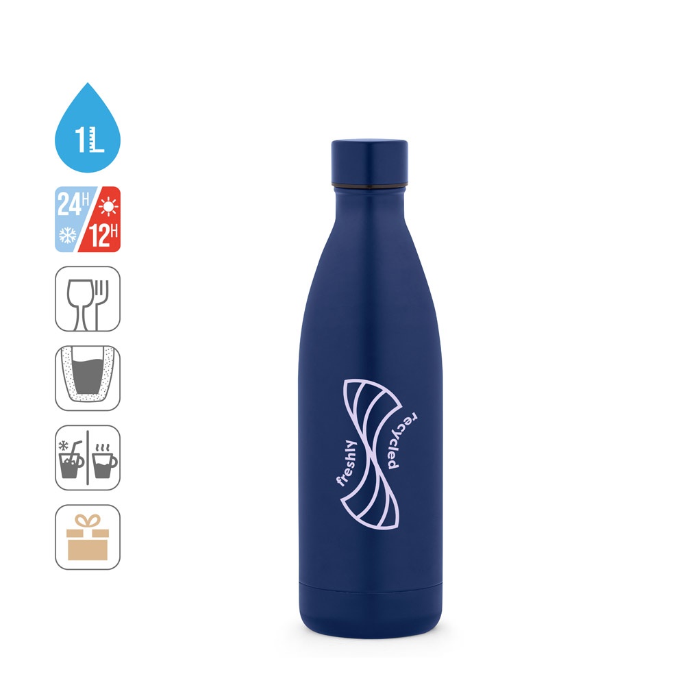 RE-BUFFON XL. Borraccia in acciaio inox con doppia parete (90% riciclato) 1L