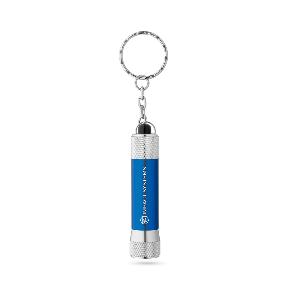 RE-LERGAN. Portachiavi in ​​alluminio (riciclato al 92%) con torcia LED a 3 luci