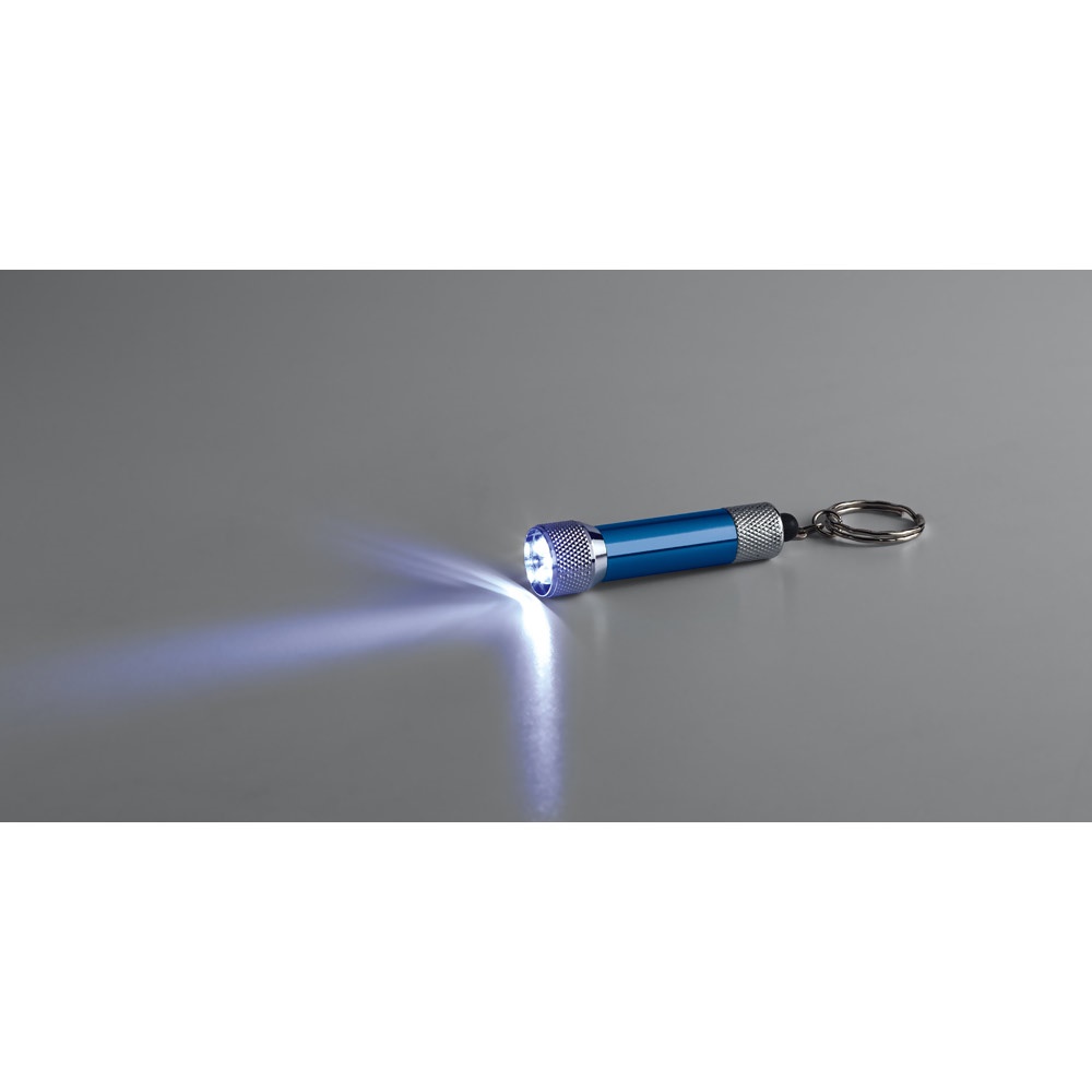 RE-LERGAN. Portachiavi in ​​alluminio (riciclato al 92%) con torcia LED a 3 luci