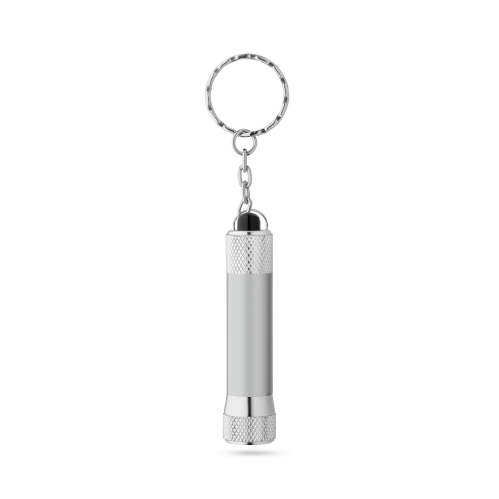RE-LERGAN. Portachiavi in ​​alluminio (riciclato al 92%) con torcia LED a 3 luci