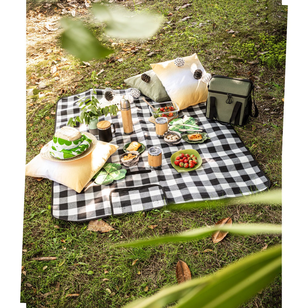 RILEY II. Coperta da picnic rivestita in EPE (180 g/m²) con motivo