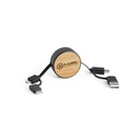 RUBINS. Cavo USB retrattile 6 in 1 in ABS riciclato (100% rABS) e bambù