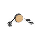 RUBINS. Cavo USB retrattile 6 in 1 in ABS riciclato (100% rABS) e bambù