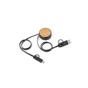RUBINS. Cavo USB retrattile 6 in 1 in ABS riciclato (100% rABS) e bambù