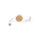 RUBINS. Cavo USB retrattile 6 in 1 in ABS riciclato (100% rABS) e bambù
