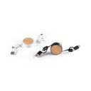 RUBINS. Cavo USB retrattile 6 in 1 in ABS riciclato (100% rABS) e bambù