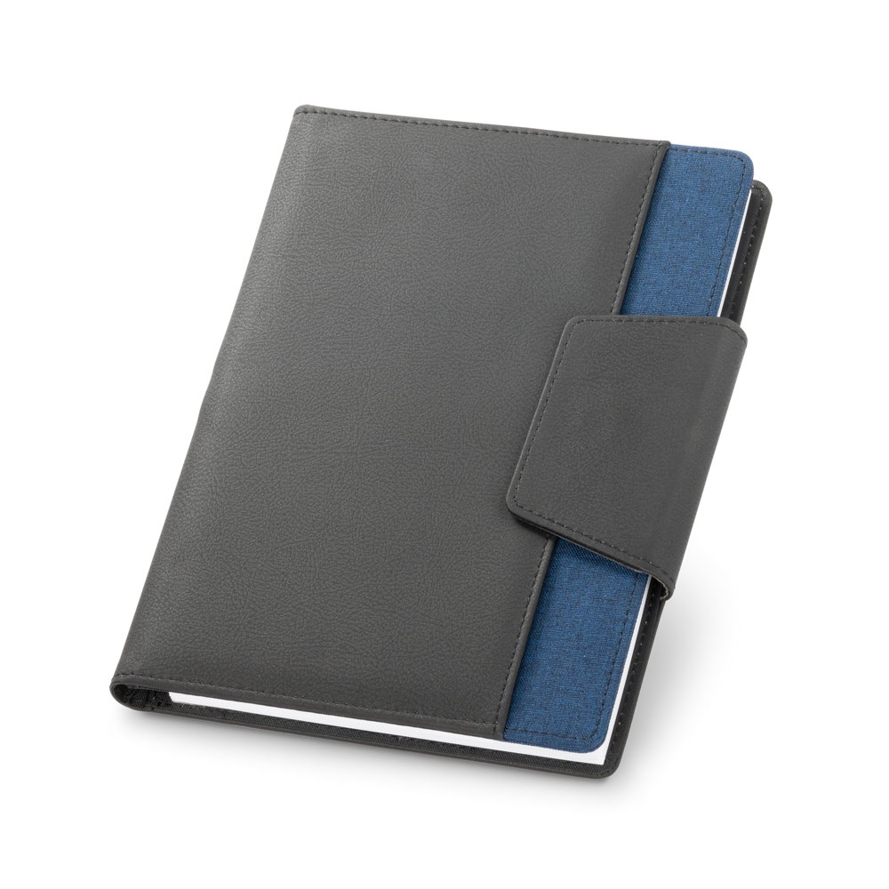 RUSSEL. Copertina in PU e tessuto in poliestere con block notes A5 con pagine semplici