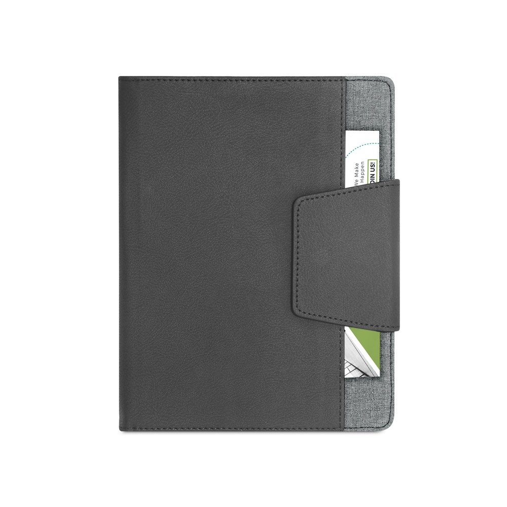 RUSSEL. Copertina in PU e tessuto in poliestere con block notes A5 con pagine semplici