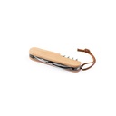 RYKER. Coltello tascabile multifunzionale in bambù e acciaio inossidabile con manico in PU