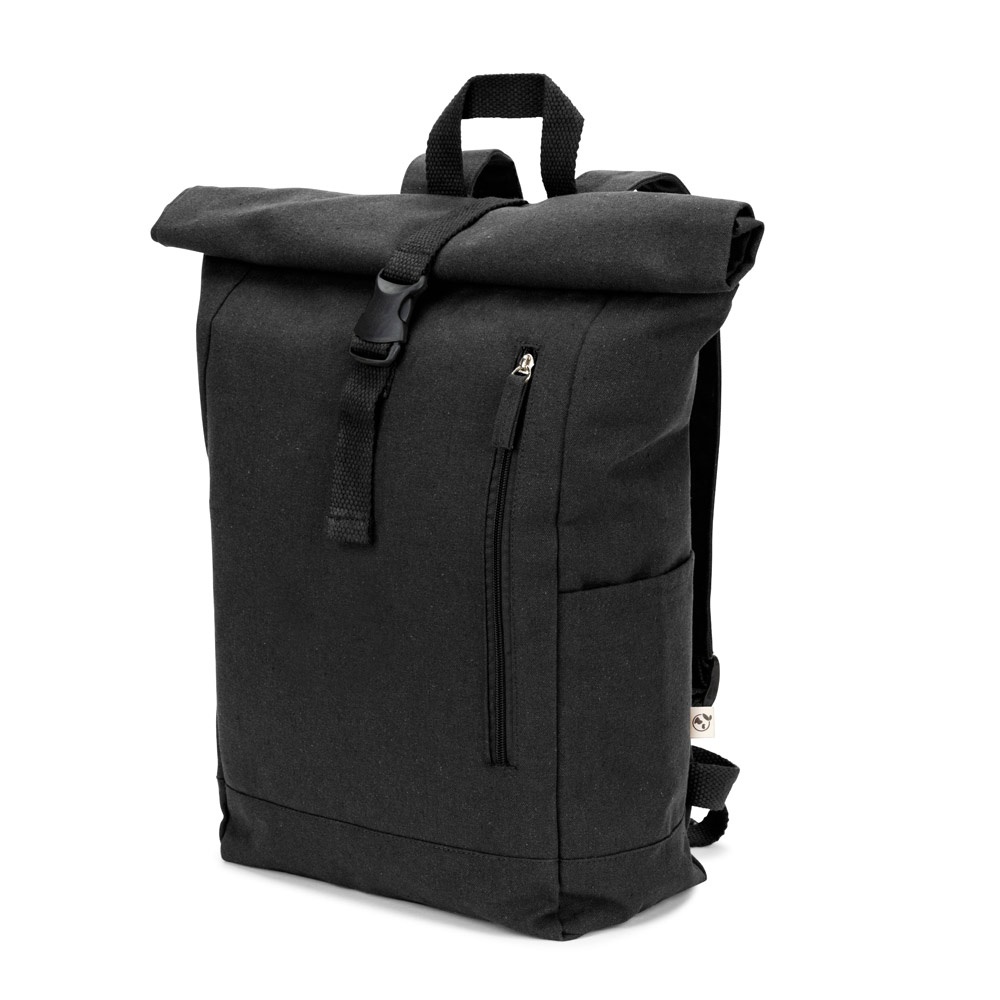 SAINT. Zaino “roll top” in cotone riciclato e poliestere riciclato (380 g/m²)