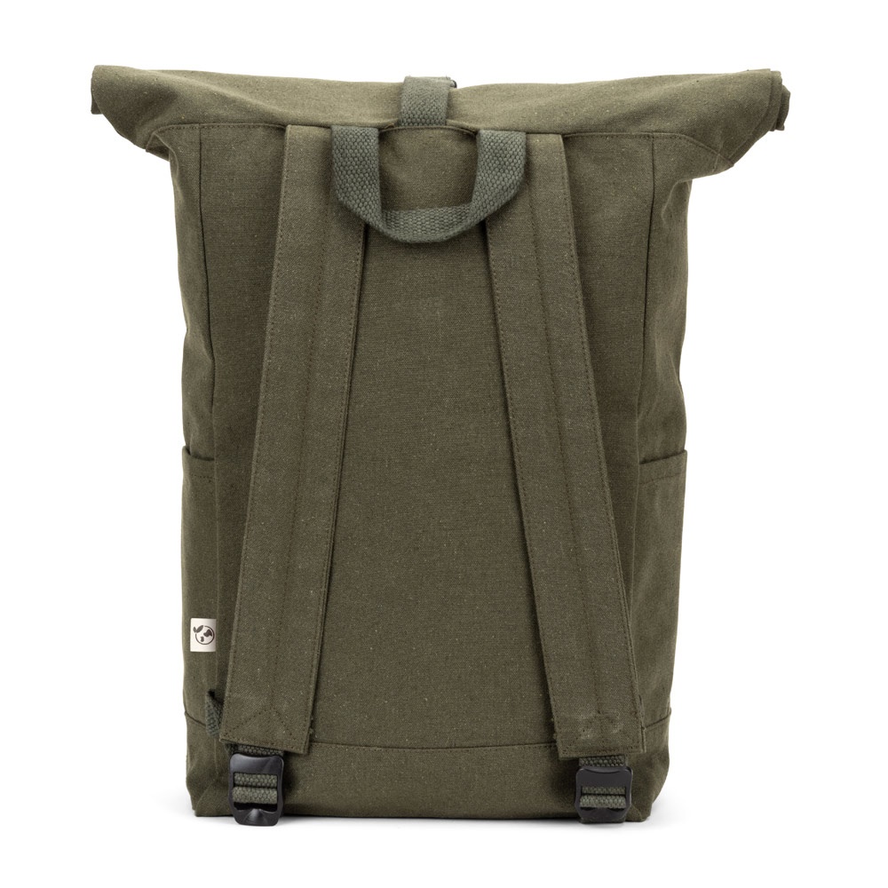 SAINT. Zaino “roll top” in cotone riciclato e poliestere riciclato (380 g/m²)