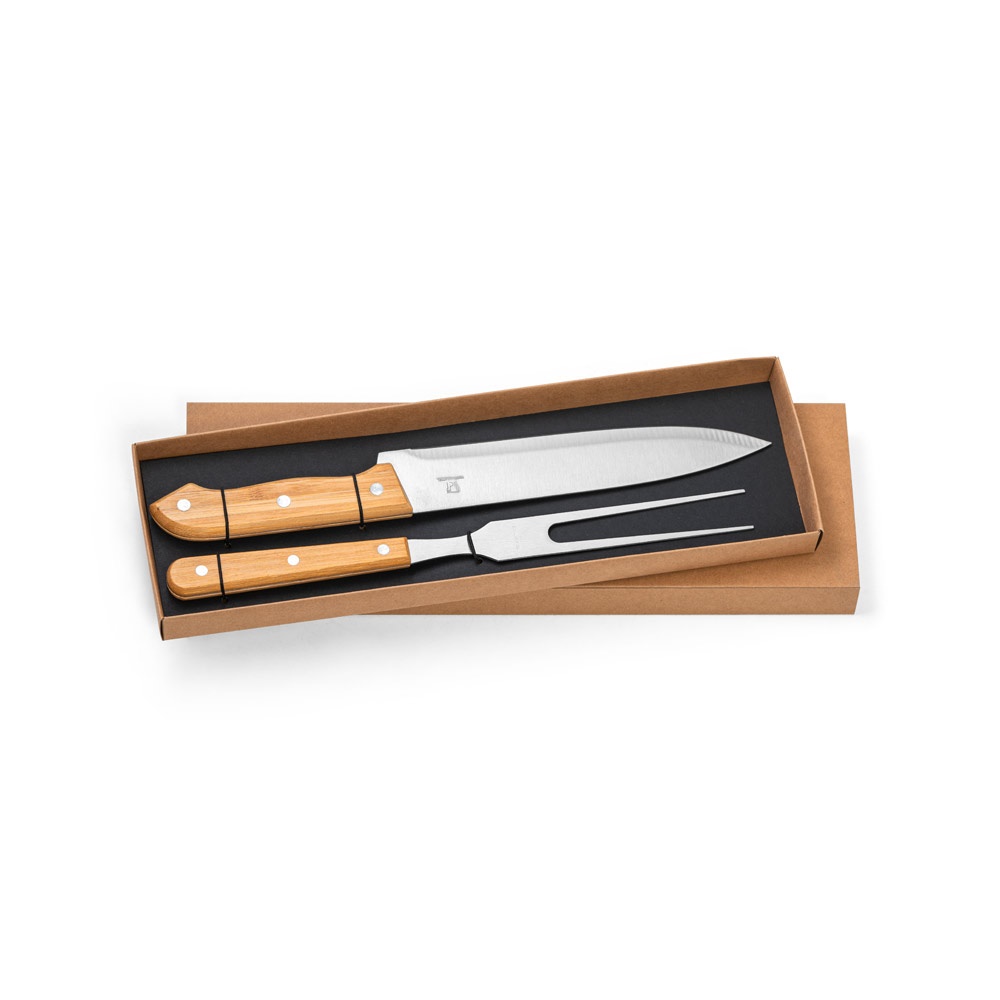SALSA. Set per barbecue composto da 2 utensili in bambú e acciaio inossidabile
