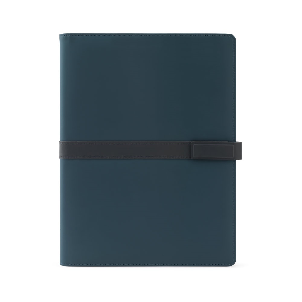 SANDERSON FOLDER. Cartella A4 in PU (riciclato al 50%) con chiusura magnetica e blocco note con pagine a righe