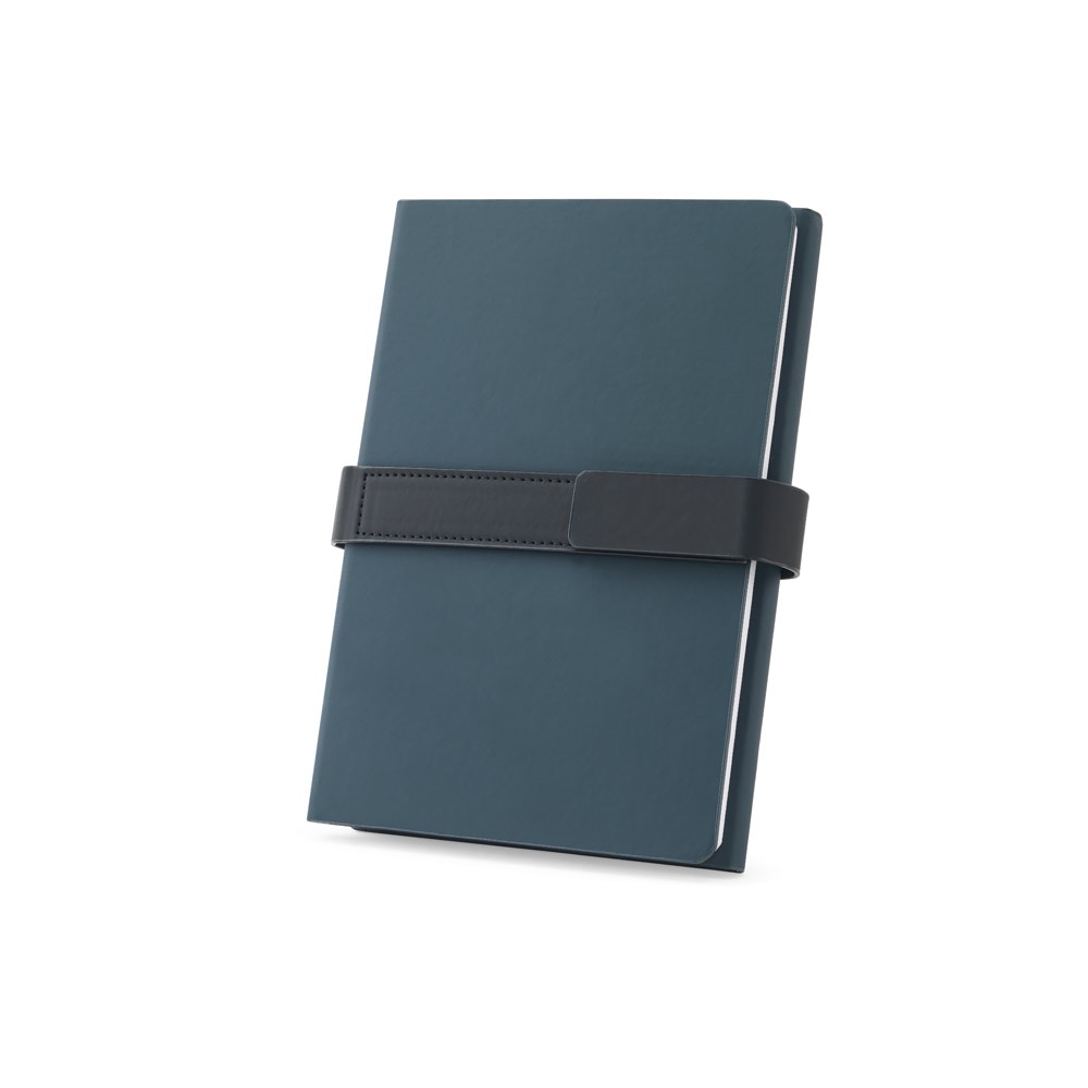 SANDERSON. Blocco note A5 in PU (riciclato al 50%) con due blocchi: pagine a righe e pagine bianche