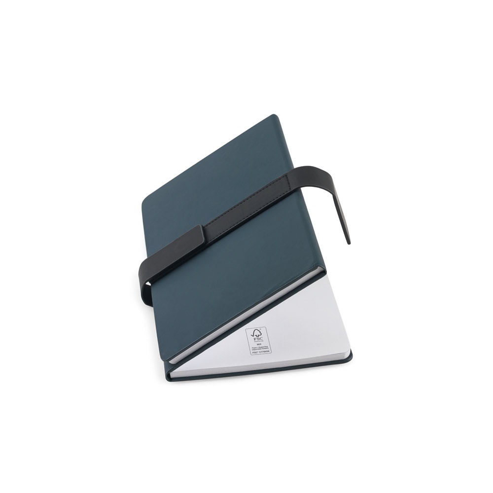 SANDERSON. Blocco note A5 in PU (riciclato al 50%) con due blocchi: pagine a righe e pagine bianche