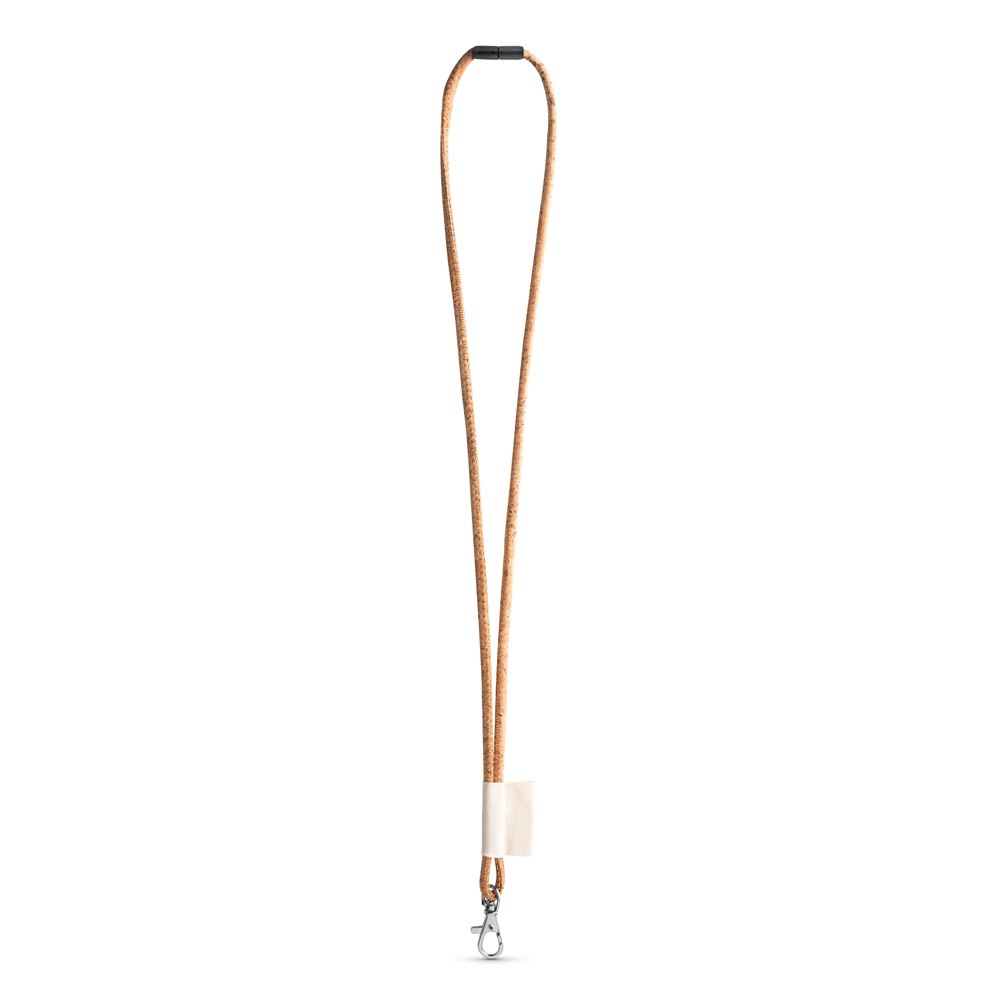 SET Lanyard CORK Long (Ø 5 mm) con moschettone a grilletto da 9 mm e chiusura di sicurezza da Ø 5 mm