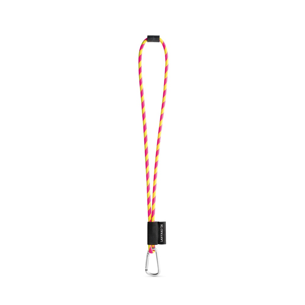 SET Lanyard TUBE Long (Ø 7 mm) con moschettone a D da 55 mm e chiusura di sicurezza da Ø 7 mm