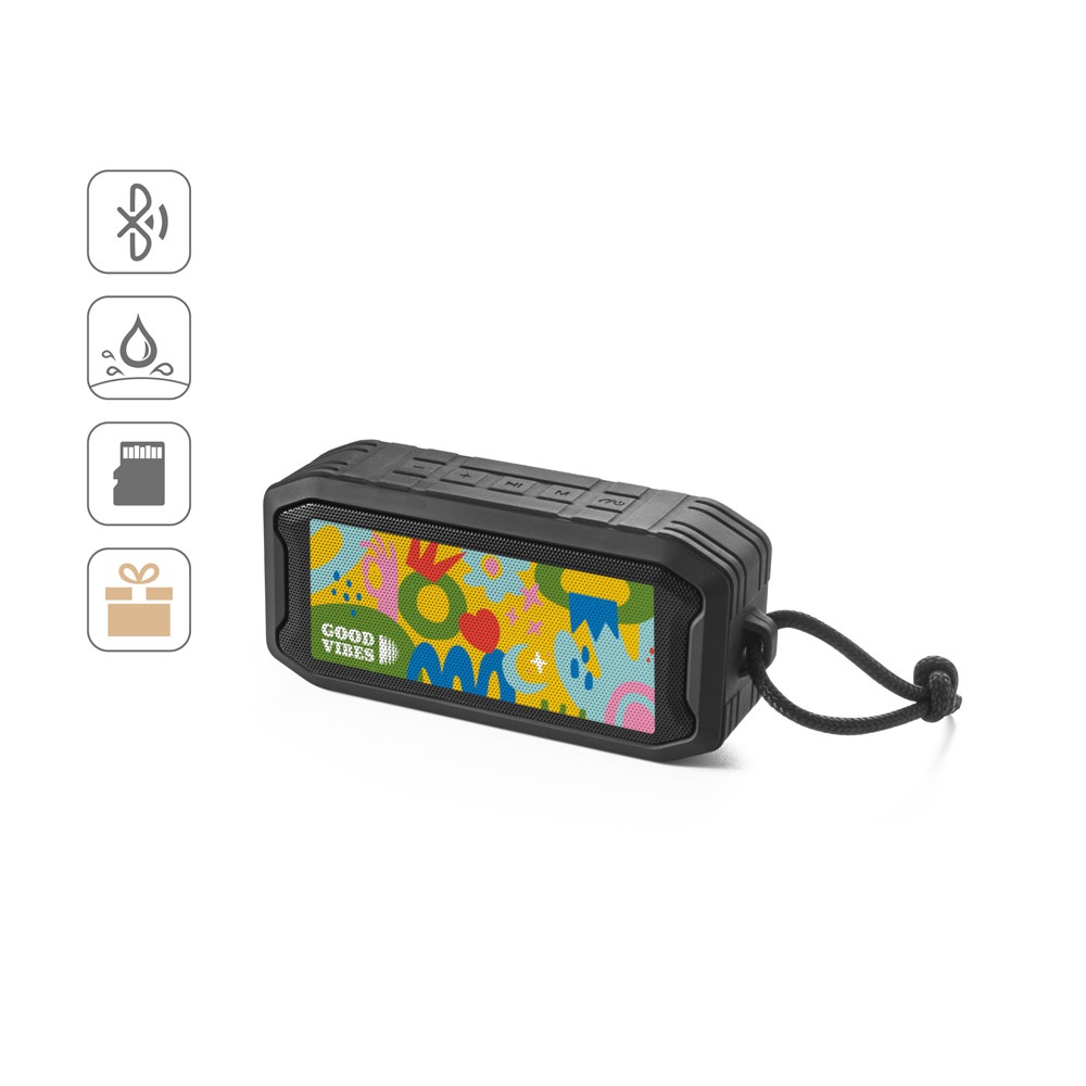 SHEERAN. Altoparlante portatile da 10W con grado di protezione IPX7 e durata della batteria di 9 ore su ABS riciclato