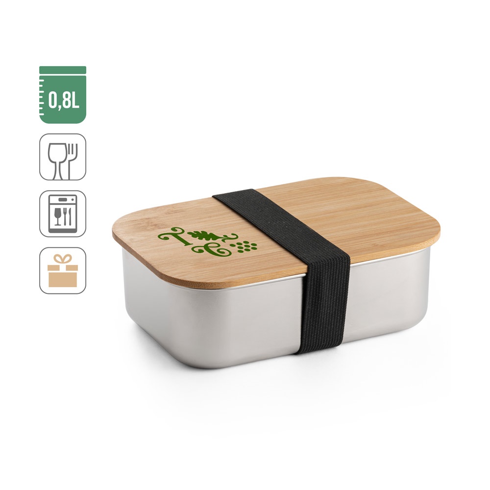 SHINO. Scatola ermetica in acciaio inossidabile, con coperchio in bambù 800 mL