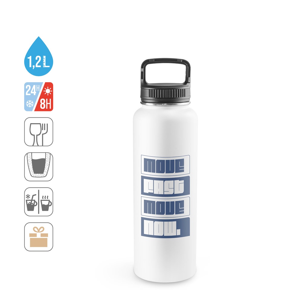 SINNER. Borraccia in acciaio inox riciclato al 90% con grande capacità fino a 1200 mL