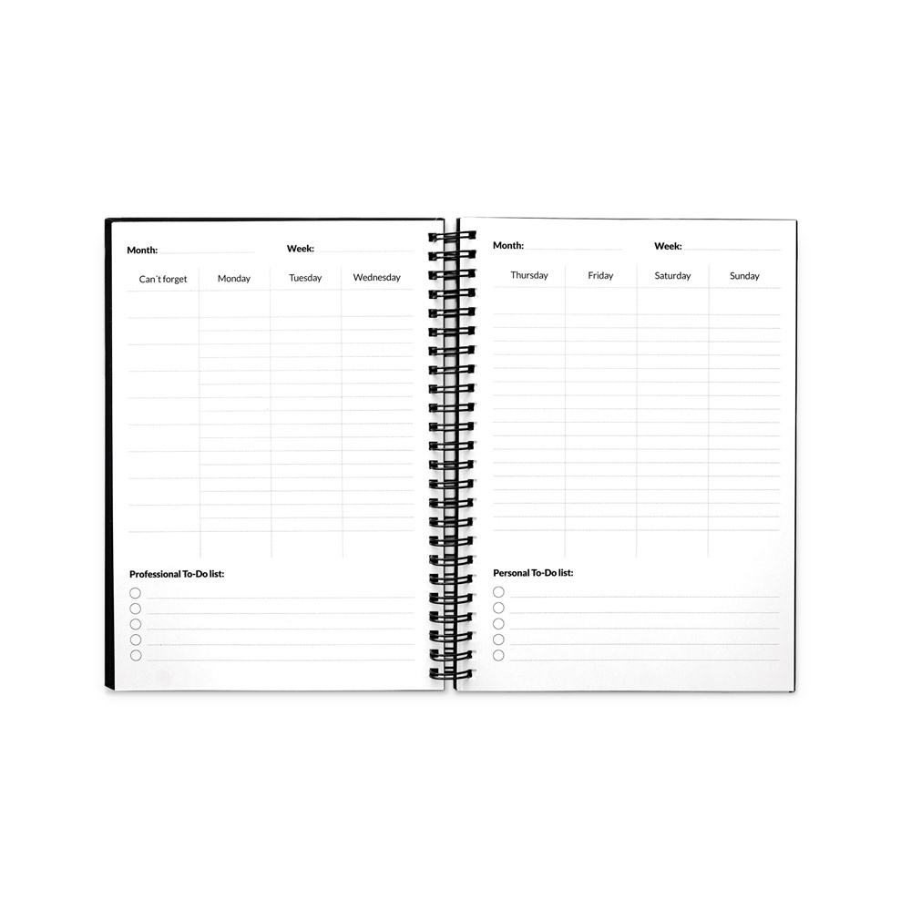 STARTER KIT INFINITE PLANNER A5. Il set include un "Infinity Diary", un kit di pulizia, un pennarello e un porta pennarello