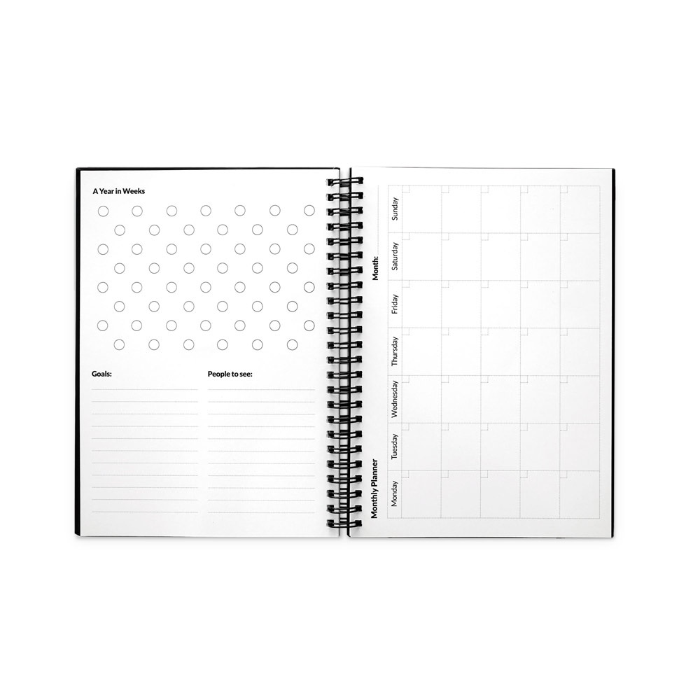 STARTER KIT INFINITE PLANNER A5. Il set include un "Infinity Diary", un kit di pulizia, un pennarello e un porta pennarello