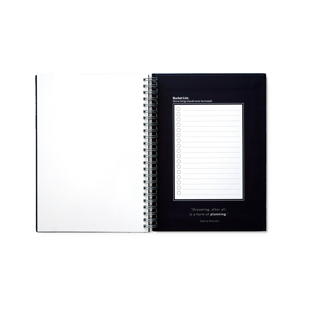 STARTER KIT INFINITE PLANNER A5. Il set include un "Infinity Diary", un kit di pulizia, un pennarello e un porta pennarello