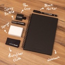 STARTER KIT INFINITEBOOK A5 PLANNER TEXTURE. Set composto da un "Infinitebook" con copertina rigida, 1 kit di pulizia, 1 pennarello e 1 porta pennarello