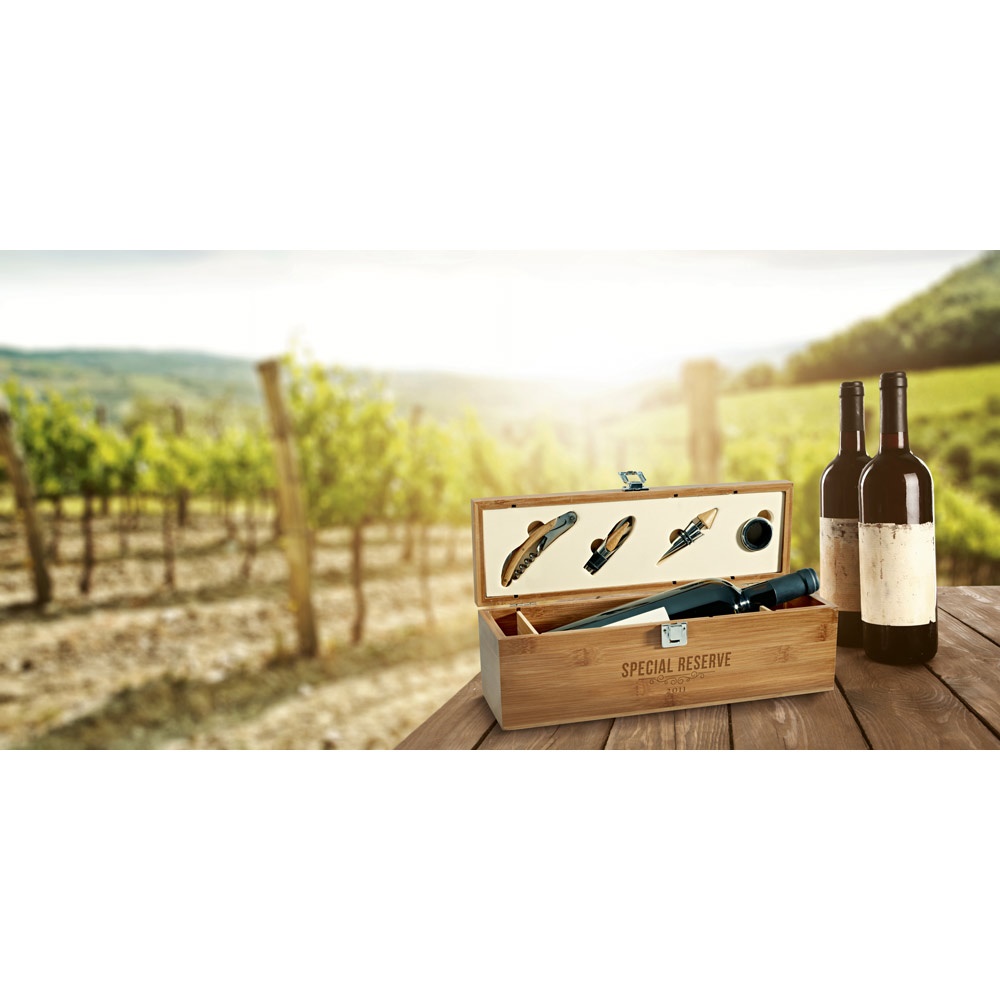SYRAH. Set da vino in bambù, ABS e acciaio inox
