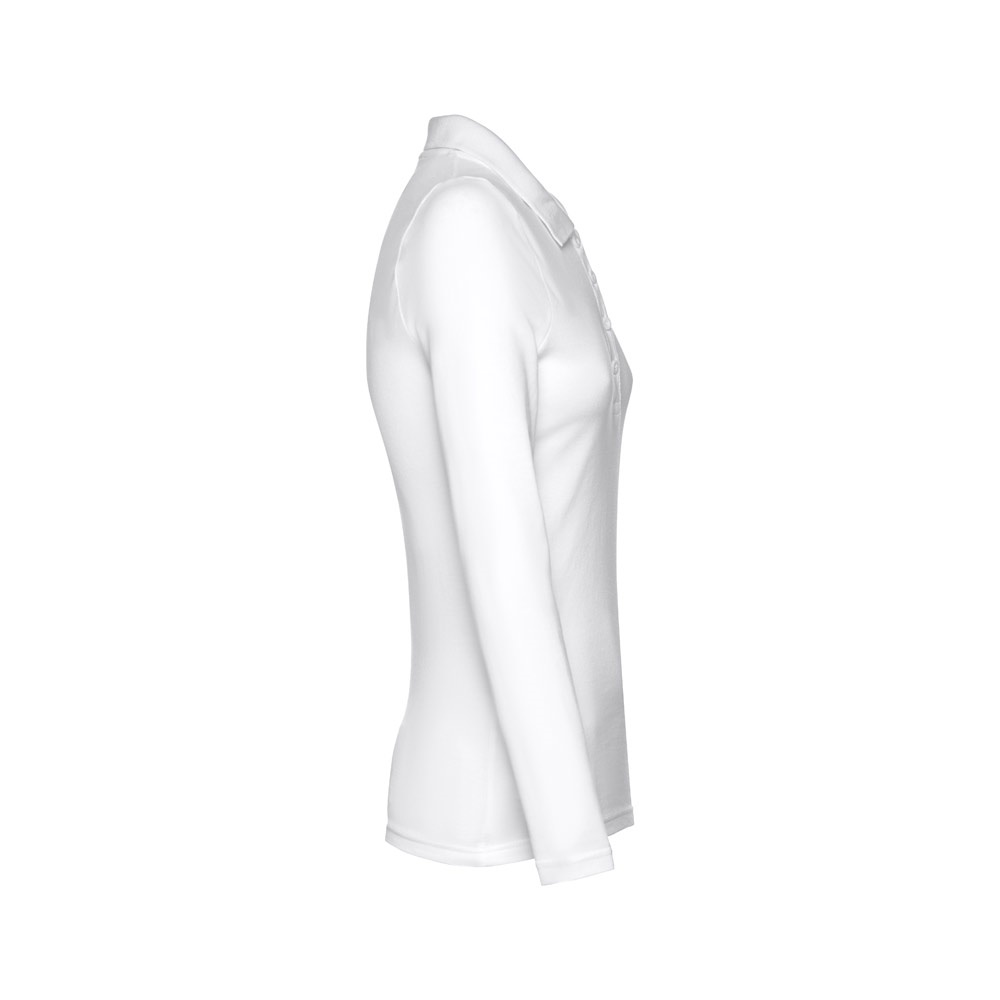 THC BERN WOMEN WH. Polo da donna a manica lunga in cotone cardato