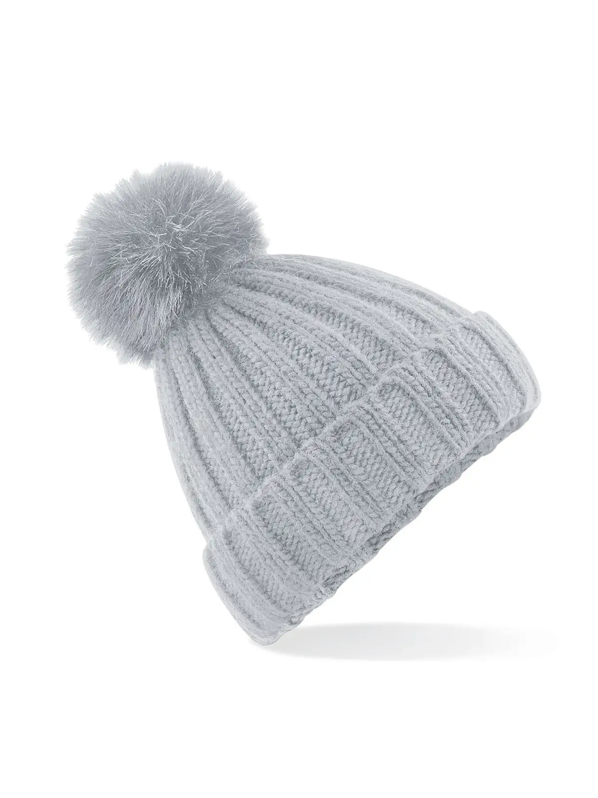 Verbier Fur Pop Pom Chunky Beanie