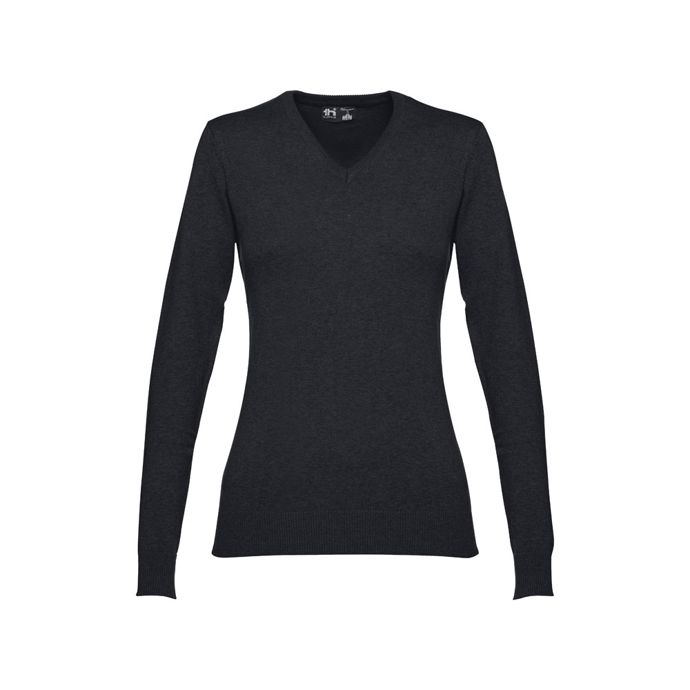 THC MILAN WOMEN. Pullover da donna con scollo a V in cotone e poliammide