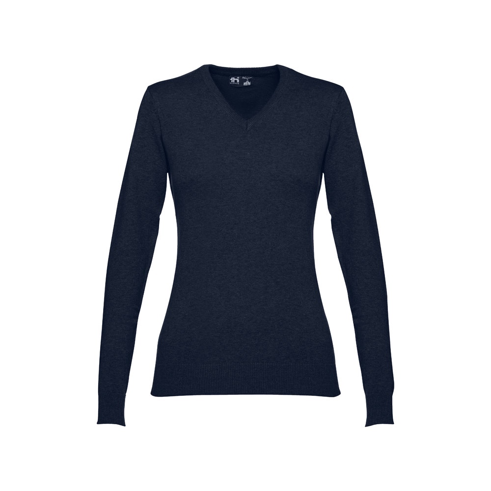 THC MILAN WOMEN. Pullover da donna con scollo a V in cotone e poliammide