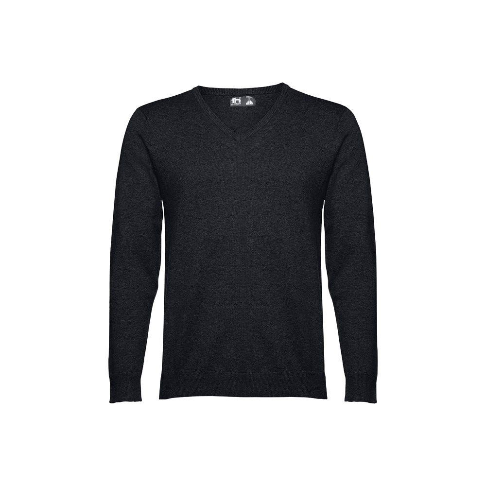 THC MILAN. Pullover da uomo con scollo a V in cotone e poliammide