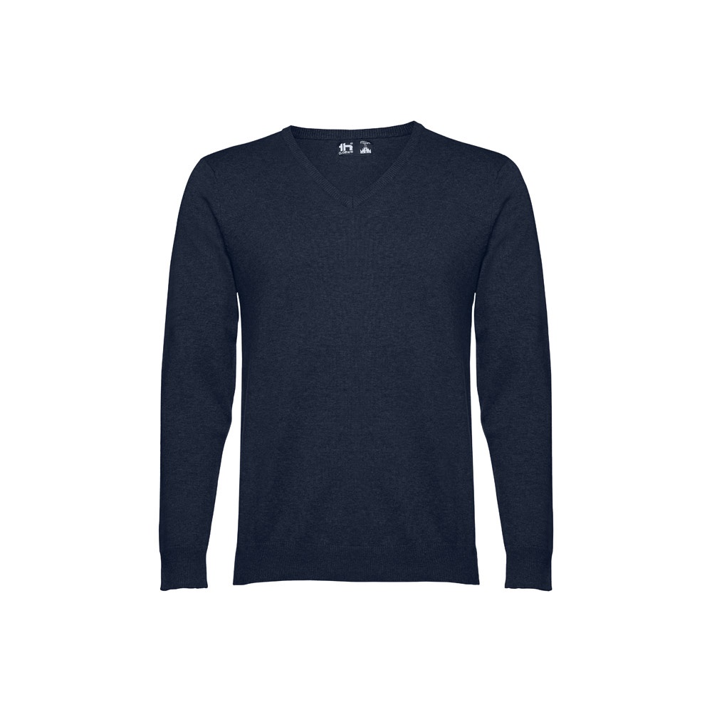 THC MILAN. Pullover da uomo con scollo a V in cotone e poliammide