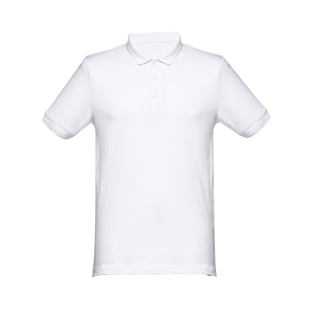 THC MONACO WH. Polo da uomo a maniche corte in cotone cardato