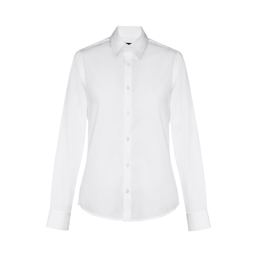THC PARIS WOMEN WH. Camicia in popeline a maniche lunghe da donna. colore bianco