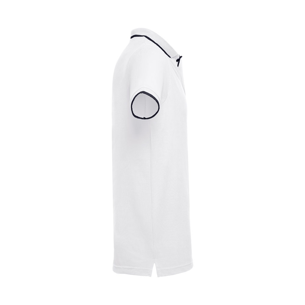 THC ROME WH. Polo da uomo in cotone bicolore. colore bianco