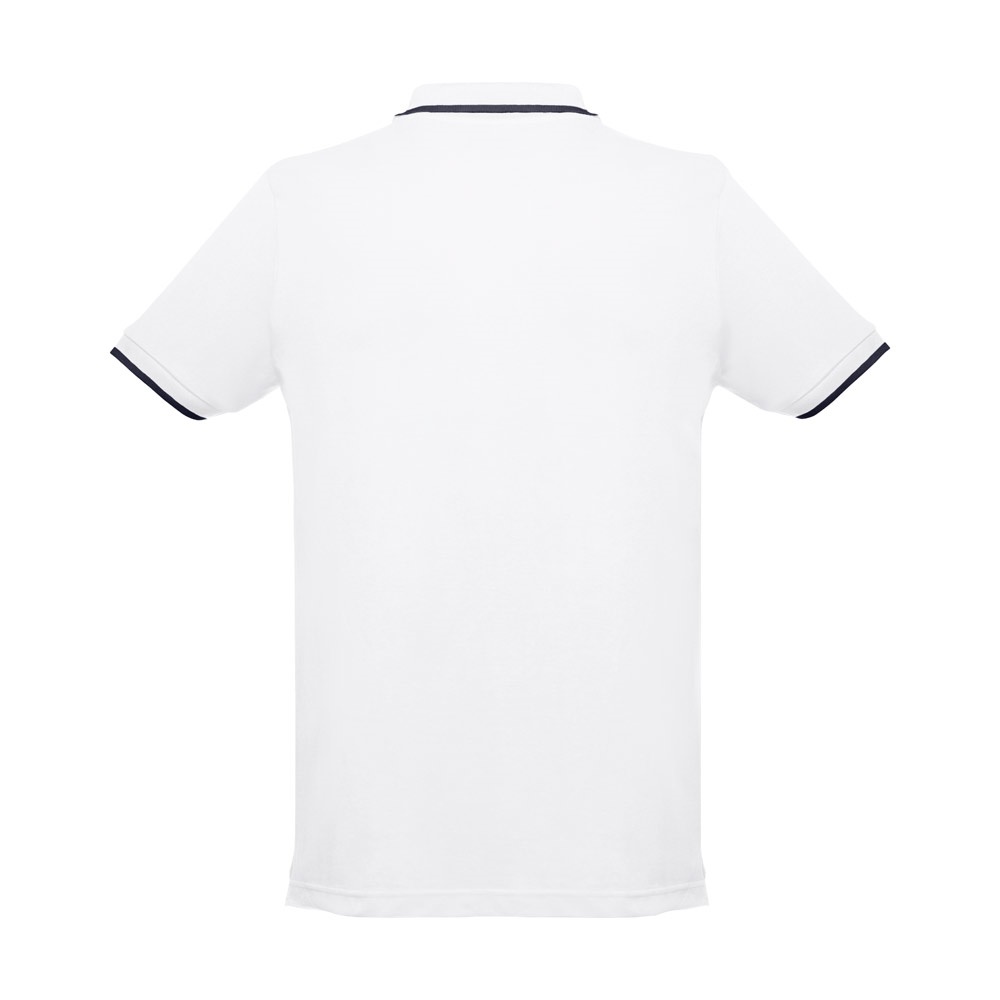 THC ROME WH. Polo da uomo in cotone bicolore. colore bianco