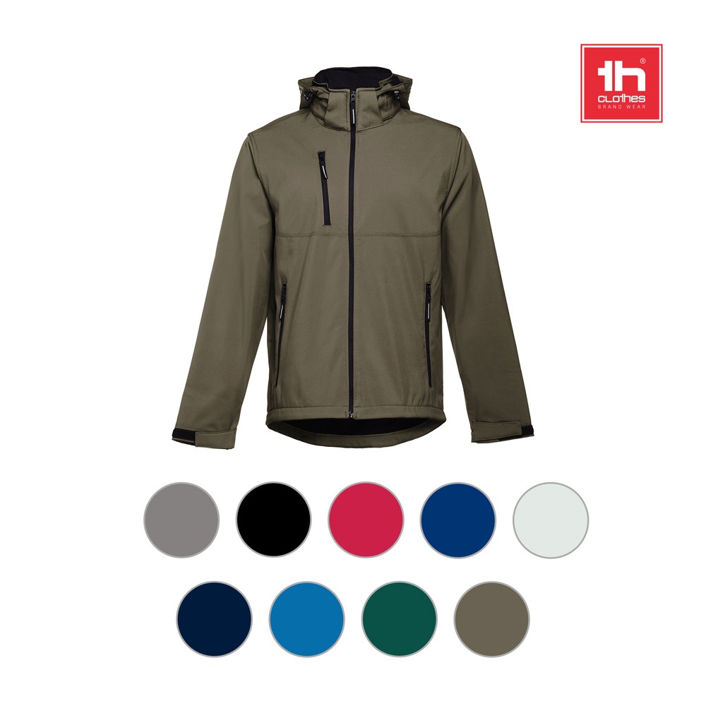 THC ZAGREB. Giacca softshell da uomo in poliestere ed elastan