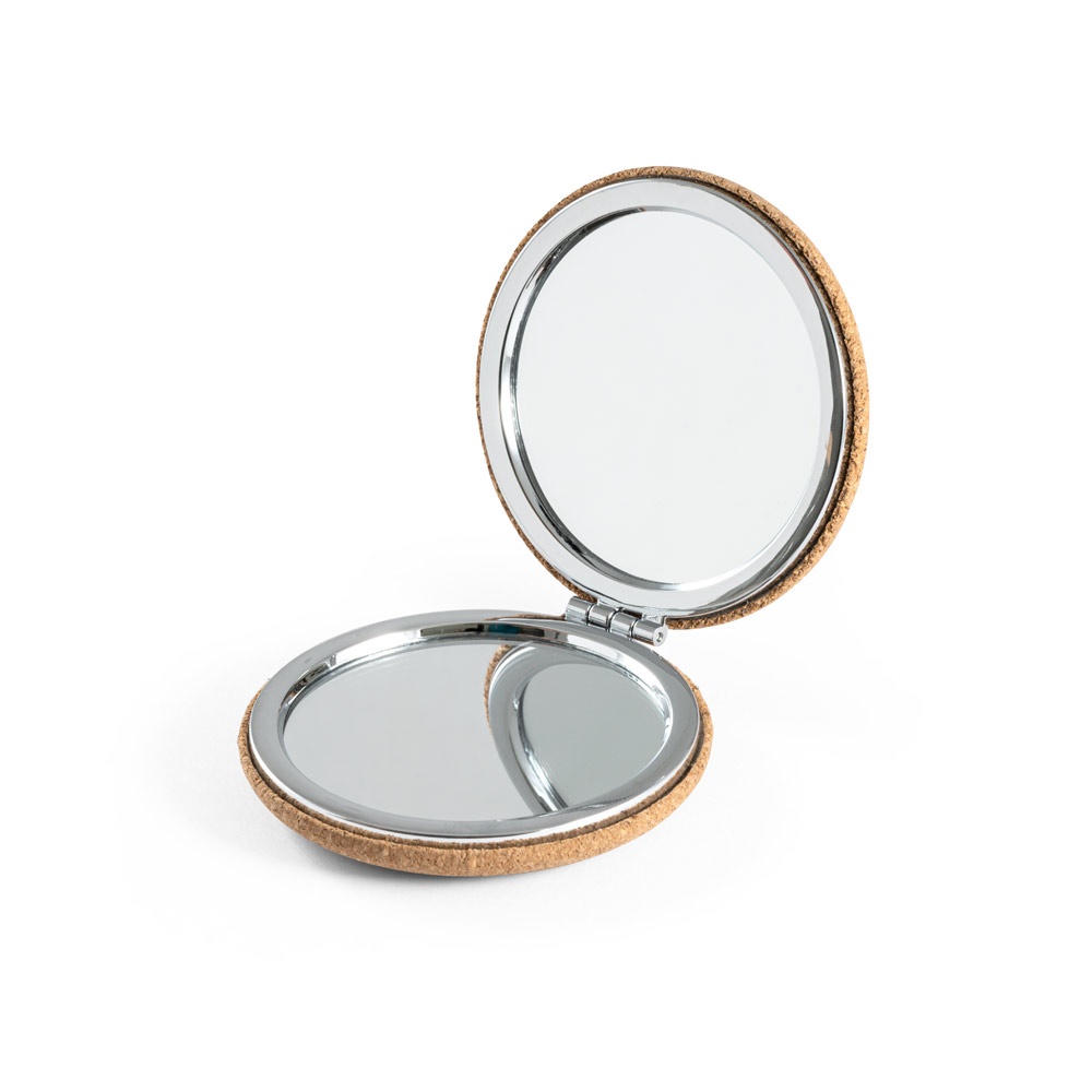 TILBURY. Specchietto da borsa doppio in sughero